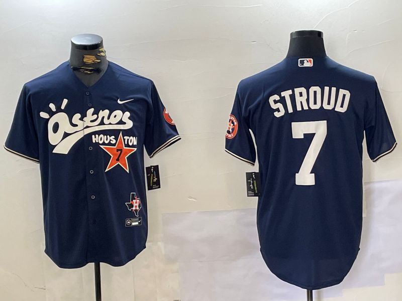 Men Houston Astros #7 Stroud Blue Second generation joint name Nike 2024 MLB Jersey style 1